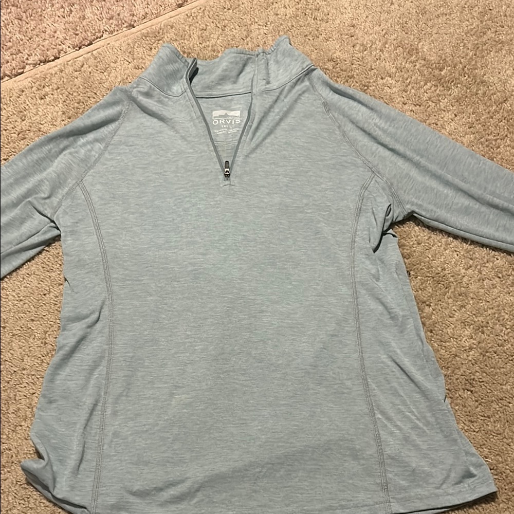 Orvis Light Blue Quarter-Zip Pullover